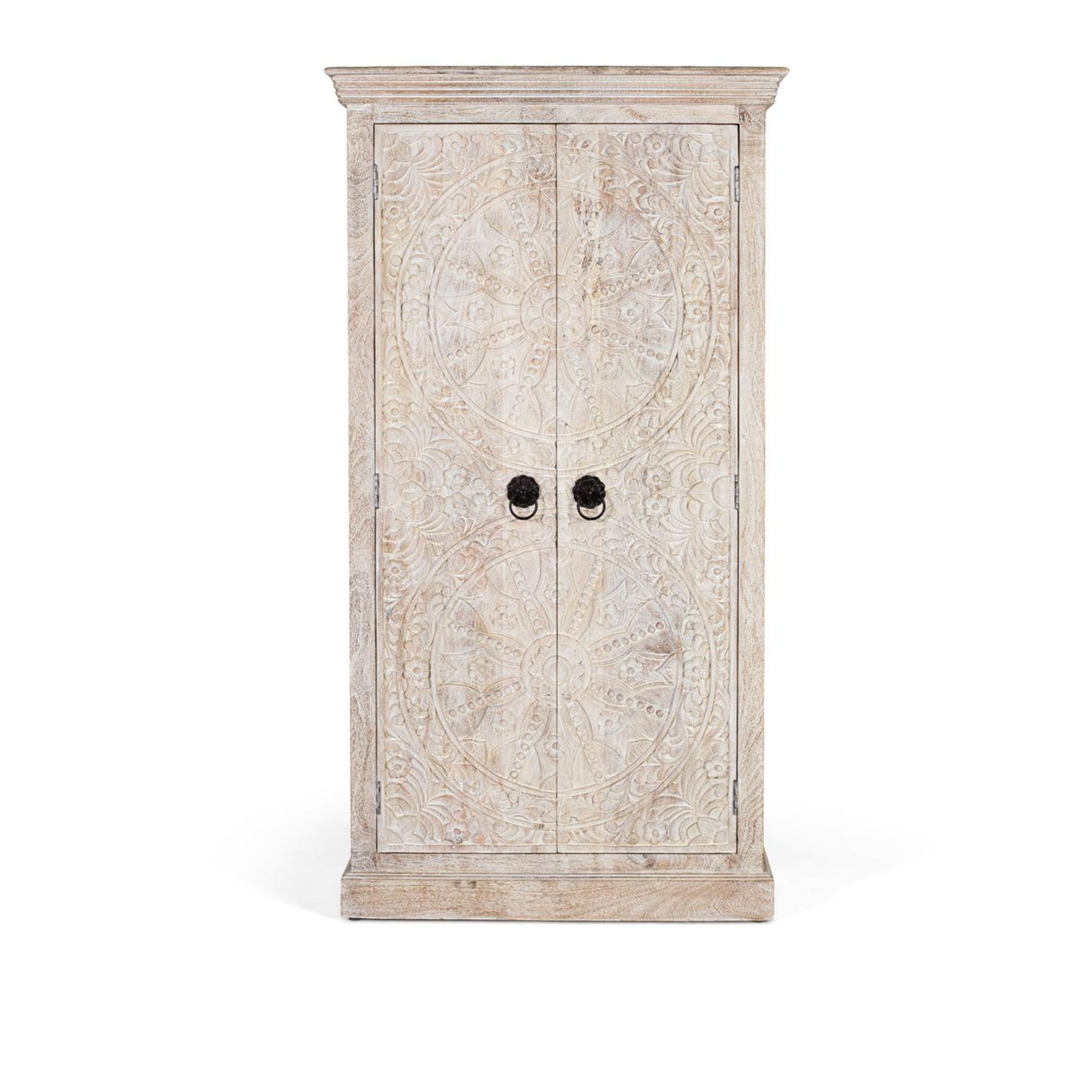 Armario de Madera de Mango 90 Cm Estilo Étnico Colonial Tallado