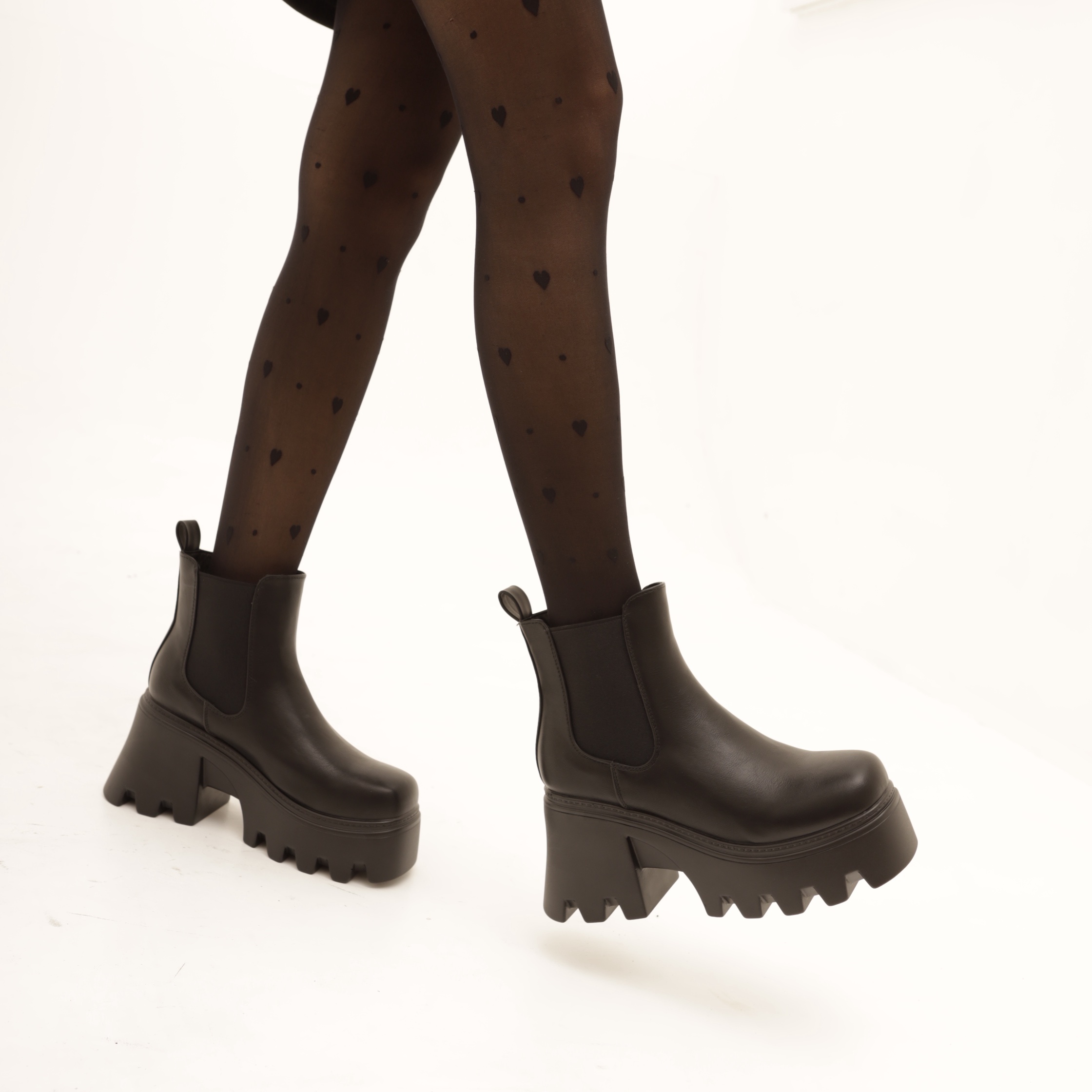 STIVALETTO ELASTICI BASSO PLATFORM CHOCOLA' NERO