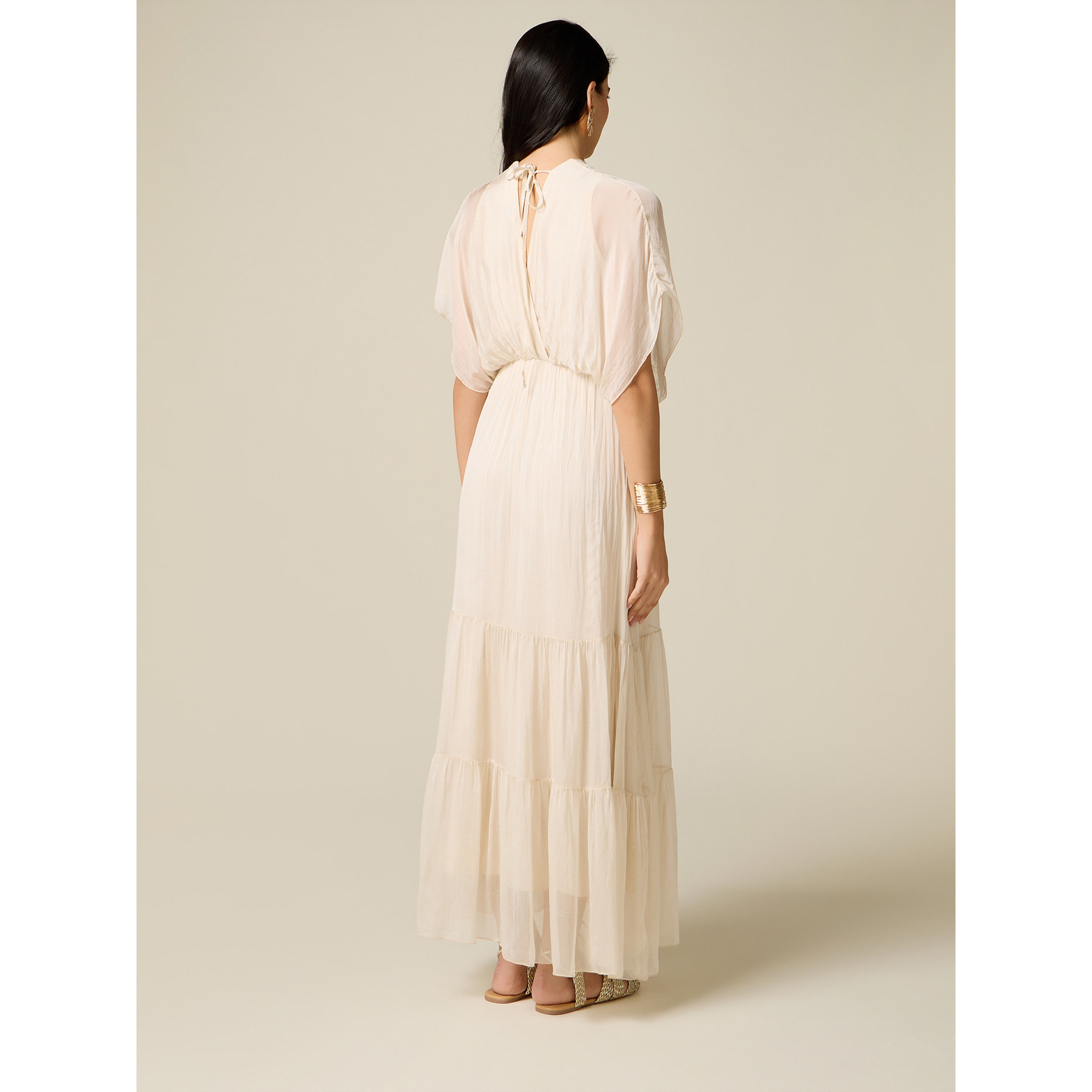 Oltre - Vestido largo en voile mezcla de seda - Blanco