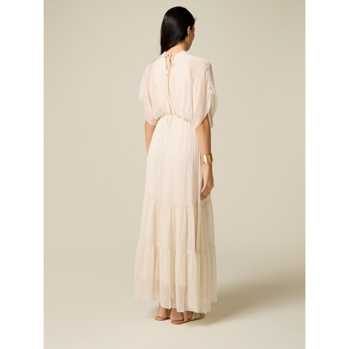 Oltre - Vestido largo en voile mezcla de seda - Blanco