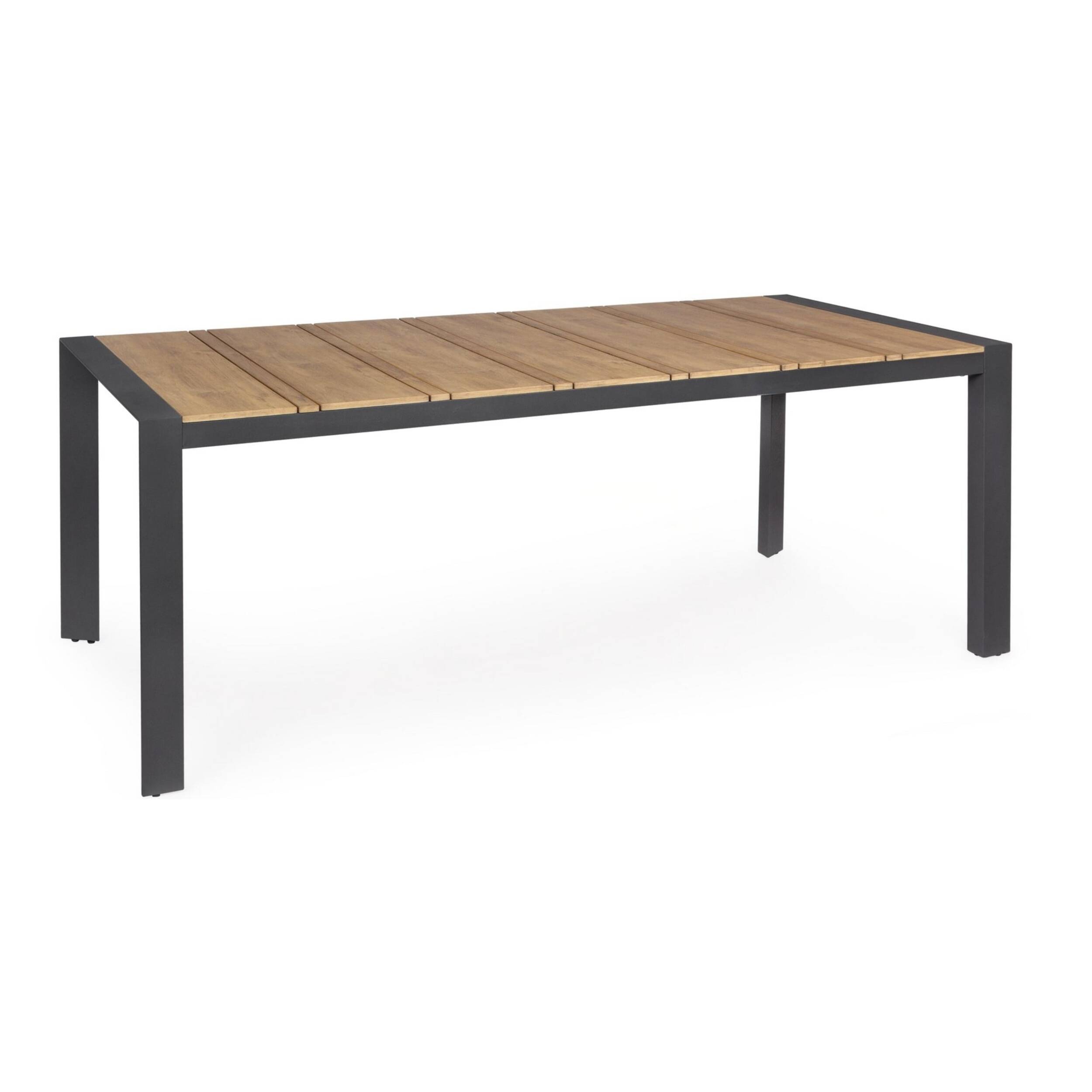 Tavolo da giardino ELIAS con piano effetto teak e gambe antracite, 198×100 cm