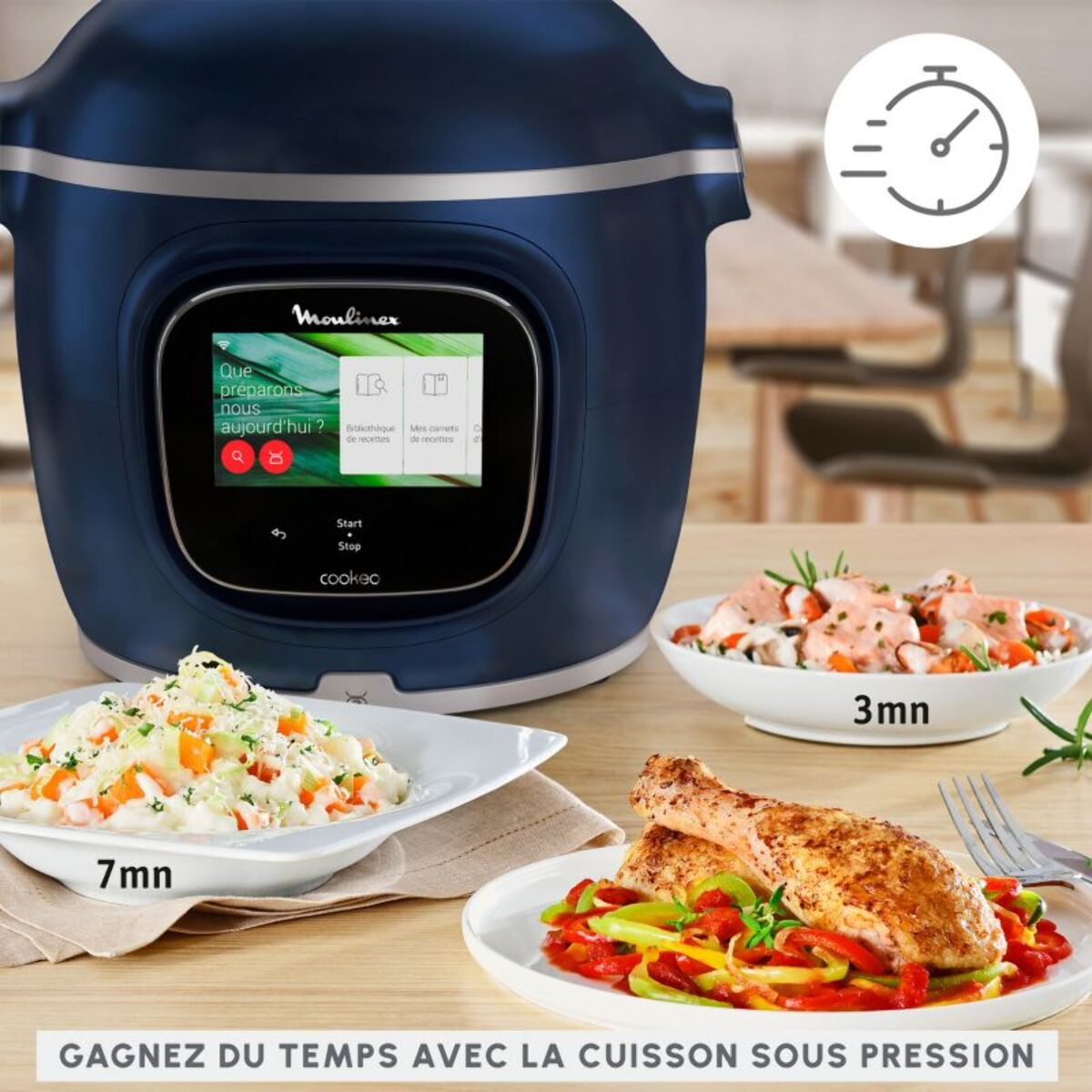 Cookeo MOULINEX touch wifi pro bleu CE943410