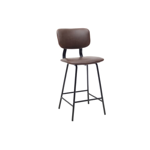 Tabourets de bar vintage marron avec pieds métal 65 cm (lot de 2) LAB