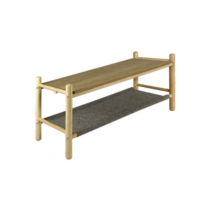 Bout de lit en bois de frêne et feutrine gris - THEOULE 575