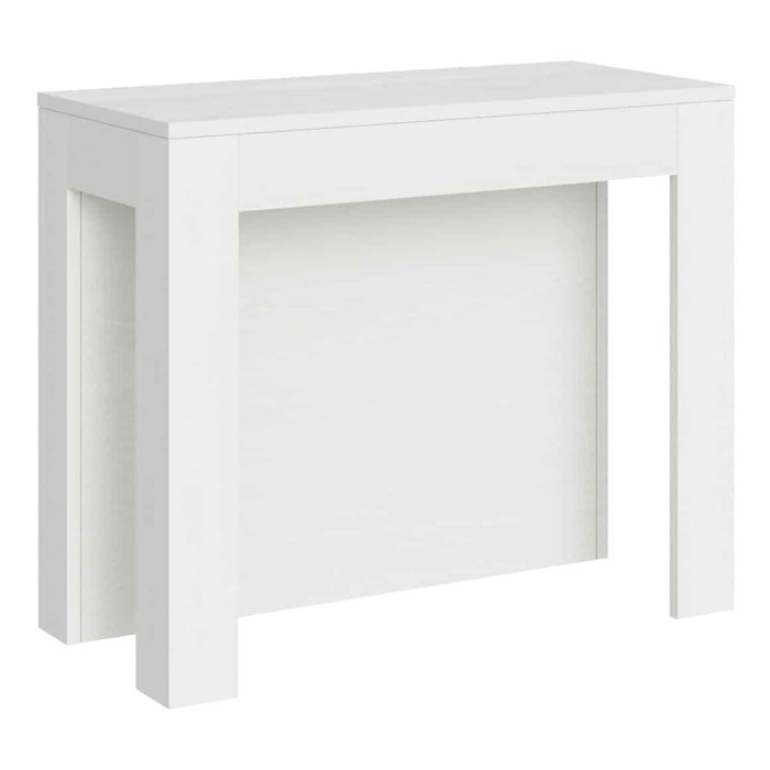 Console extensible 90x42/290 cm Cayman frêne blanc rallonges internes