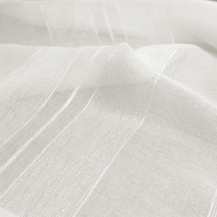 Paire de petits voilages unis à rayures fantaisie - Blanc