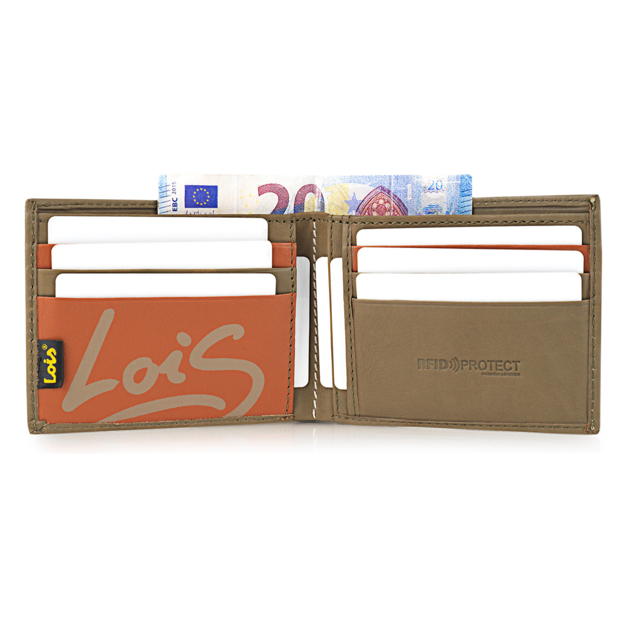 Cartera Hombre Piel Lois Temple Kaki-Cuero