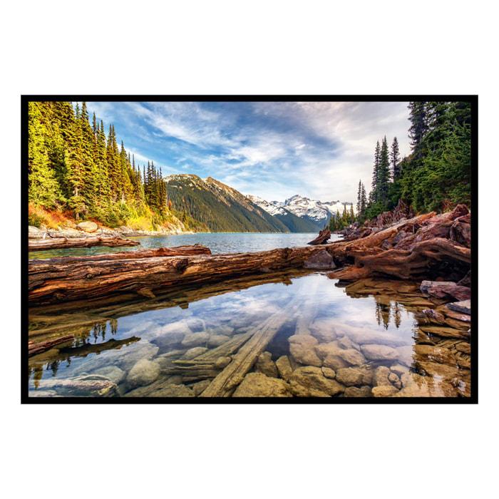 Affiche encadrée lac montagne nature sauvage Affiche + cadre en métal - Noir