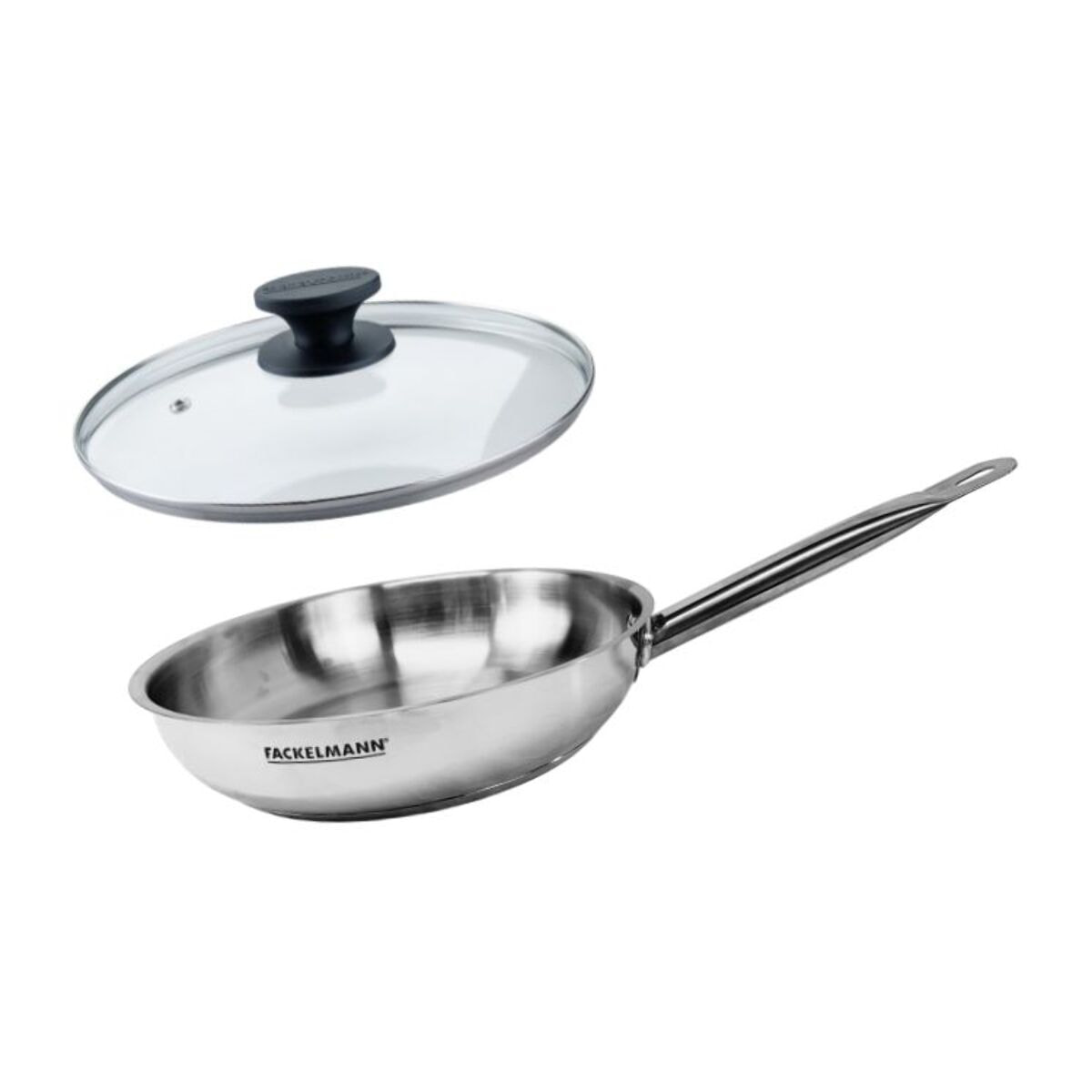 Set de 1 poêle en inox et couvercle en verre Fackelmann Eterna