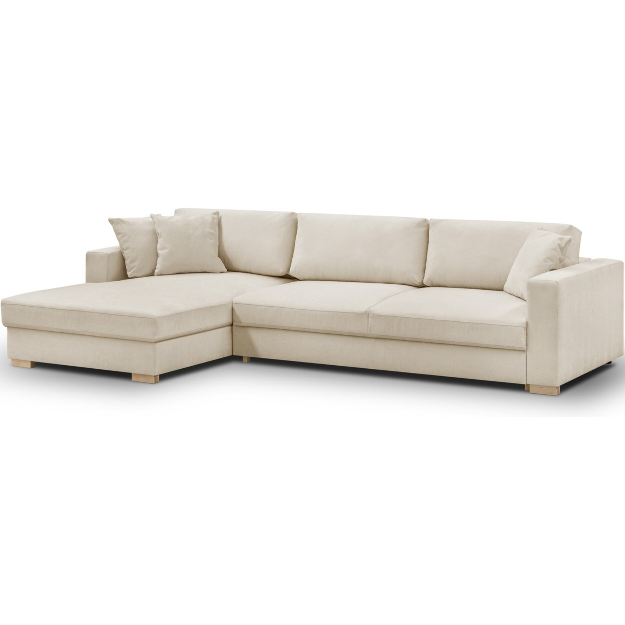 Canapé d'angle à gauche convertible 5 places en tissu chenille - ROBIN