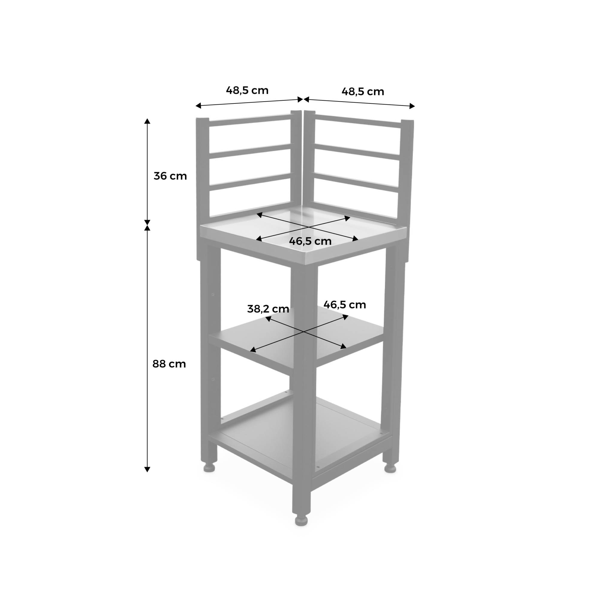 Cuisine extérieure en acier L48.5cm avec 2 étagères de rangement