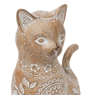 Statuette chat "Lindo" beige H18,5cm