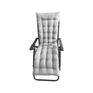 Fauteuil de jardin relax zéro gravité avec coussin matelassé "Sintra" - Noir
