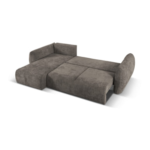 Canapé d'angle gauche convertible avec coffre de rangement "Matera" 4 places en chenille gris