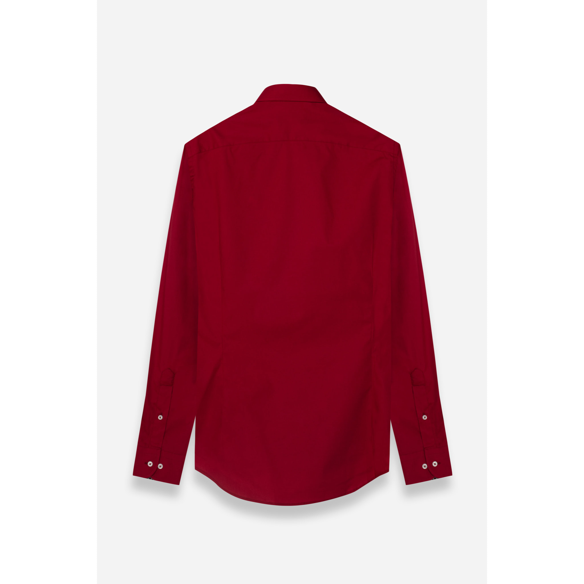 Camicia Uomo 1 Bottone Italiano Slim Popeline Stretch Unito Rosso