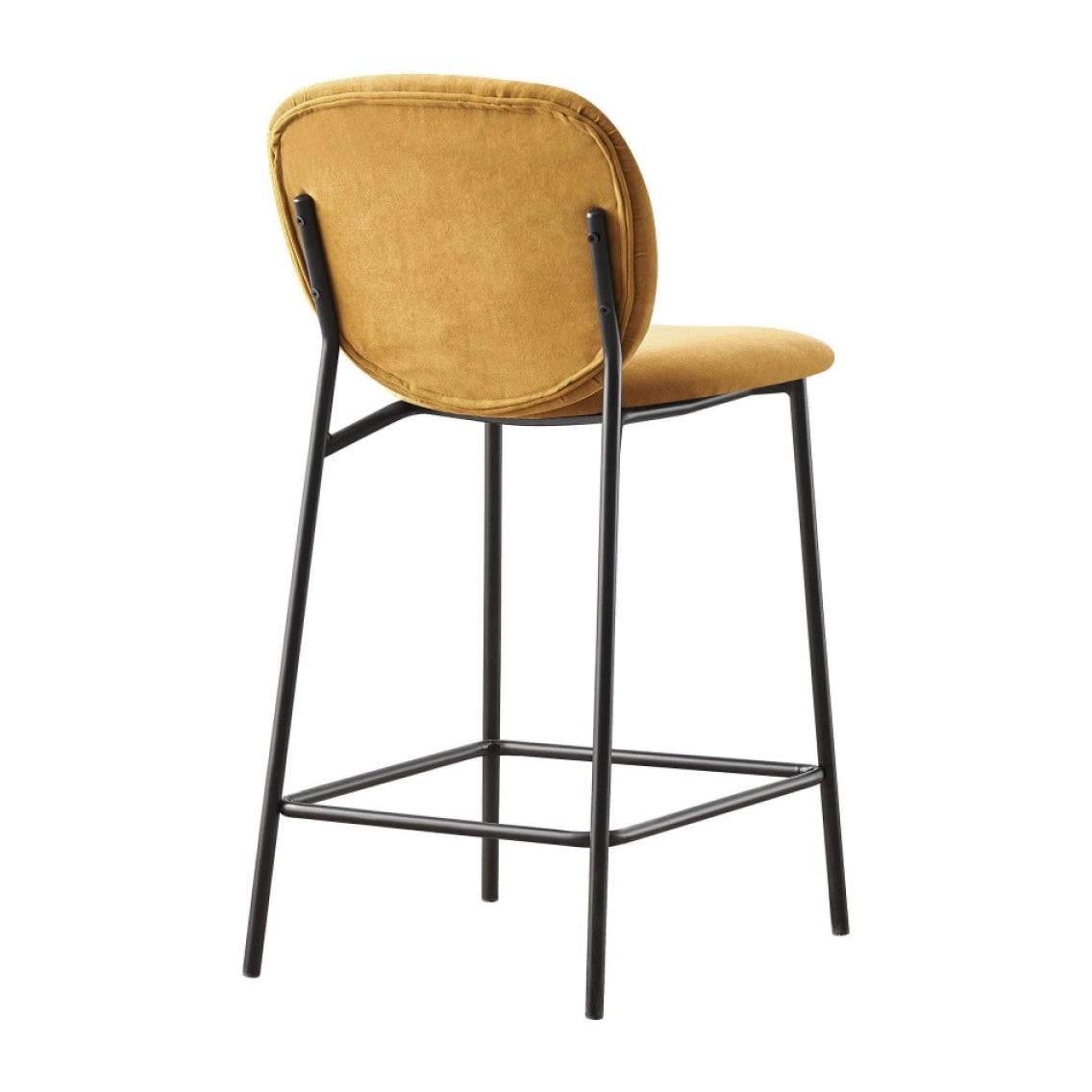 Dalby - Lot de 2 tabourets de bar en tissu et métal H65cm - Jaune moutarde