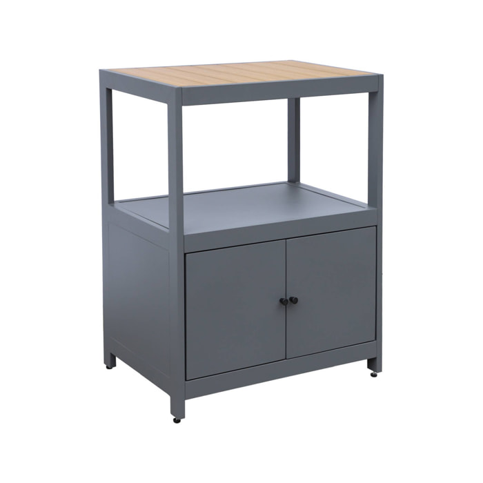 Cuisine extérieure aluminium et polywood 2 portes ALBI. anthracite. L 70 x P 50 x H 91 cm
