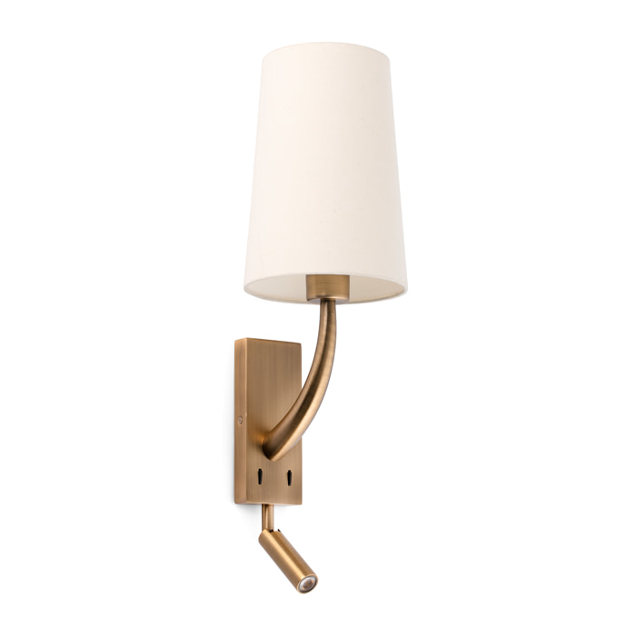 REM Lámpara aplique oro viejo mate/beige con lector LED