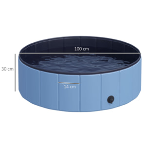 Piscine pour chien bassin PVC pliable anti-glissant facile à nettoyer diamètre 100 cm hauteur 30 cm bleu