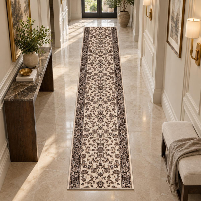 Tapis SILO motif traditionnel oriental beige et noir
