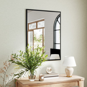Miroir mural rectangulaire dim. 76L x 101H cm cadre MDF noir