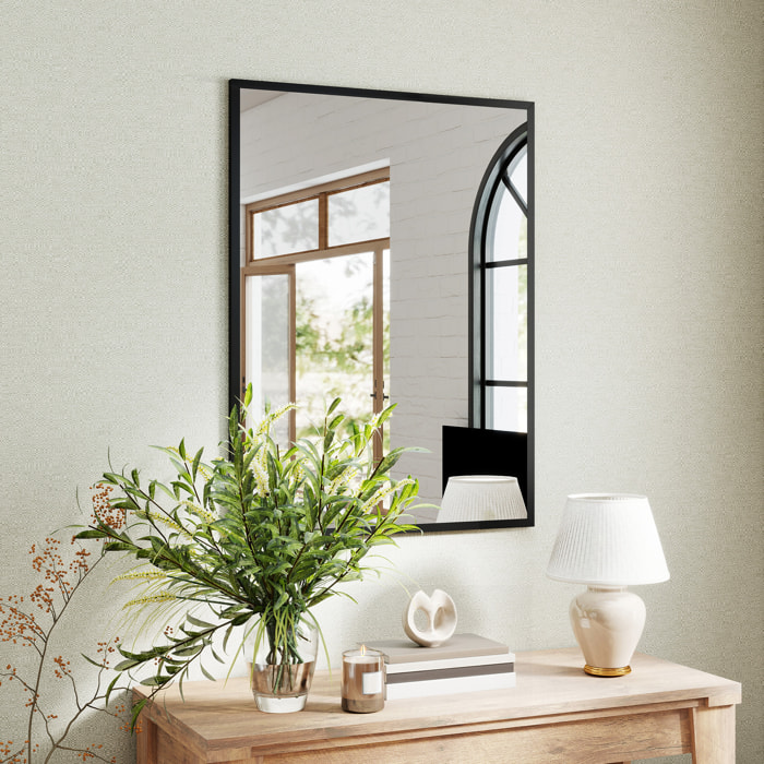 Miroir mural rectangulaire dim. 76L x 101H cm cadre MDF noir