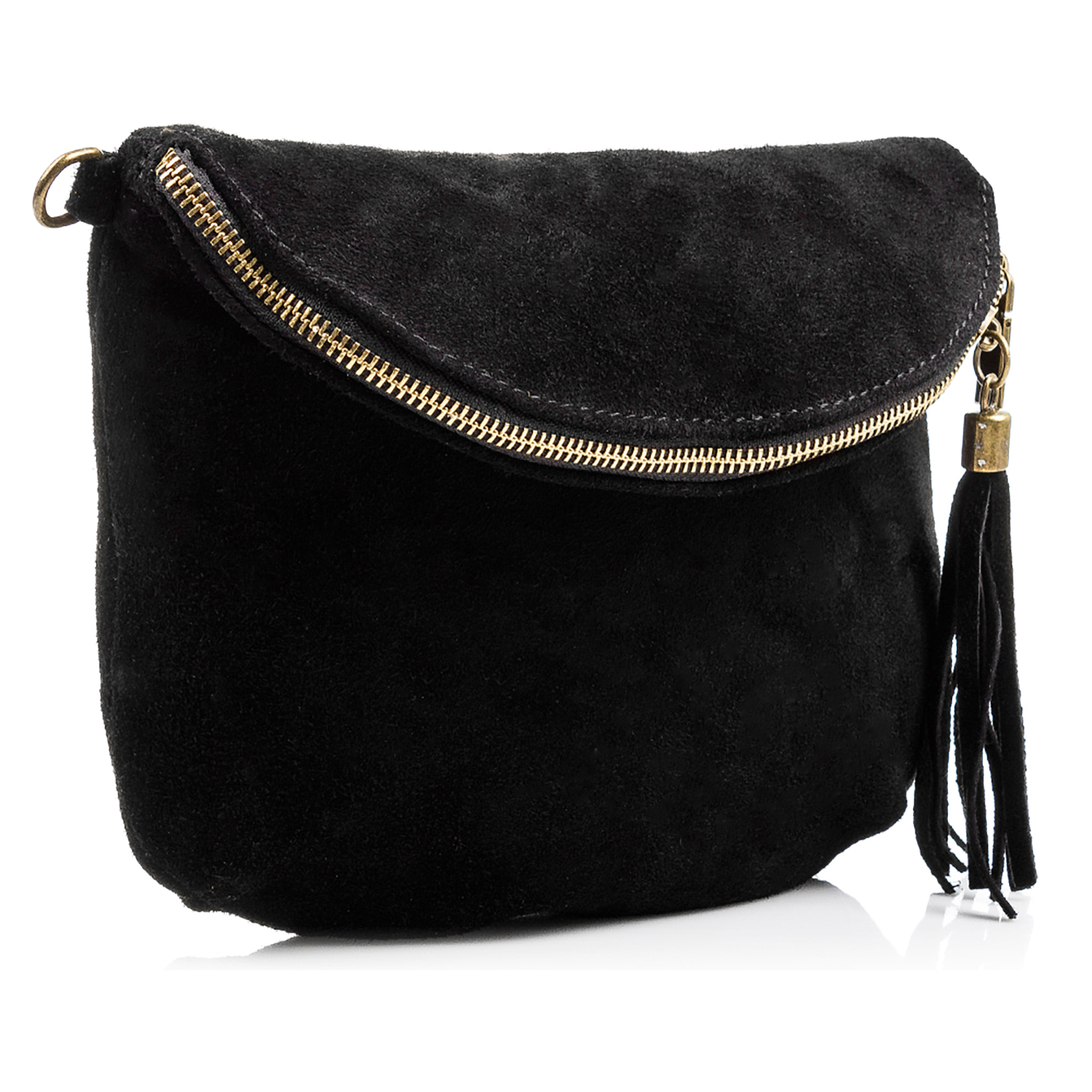 FIRENZE ARTEGIANI Borsa a Spalla da Donna Cenerente Vera Pelle Scamosciata Made in Italy 24x3x19 Cm. Colore nero