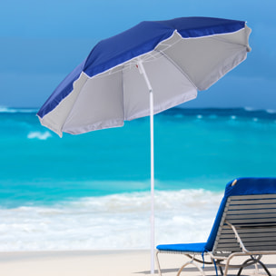 Sombrilla de Playa Grande Ø160 cm Sombrilla de Terraza Exterior con Ángulo Ajustable Protección UV Impermeable y Bolsa de Transporte Azul