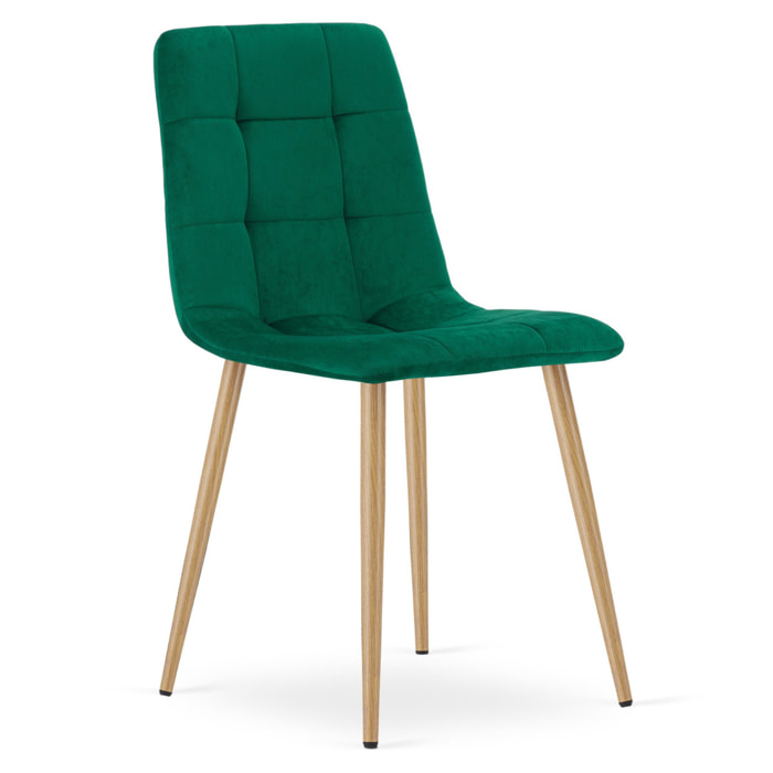 Set di 2 sedie Kara in velluto verde scuro con gambe effetto legno