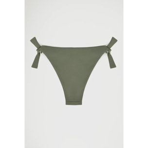 Braga de bikini reversible verde musgo y color crudo con logo Polo club
