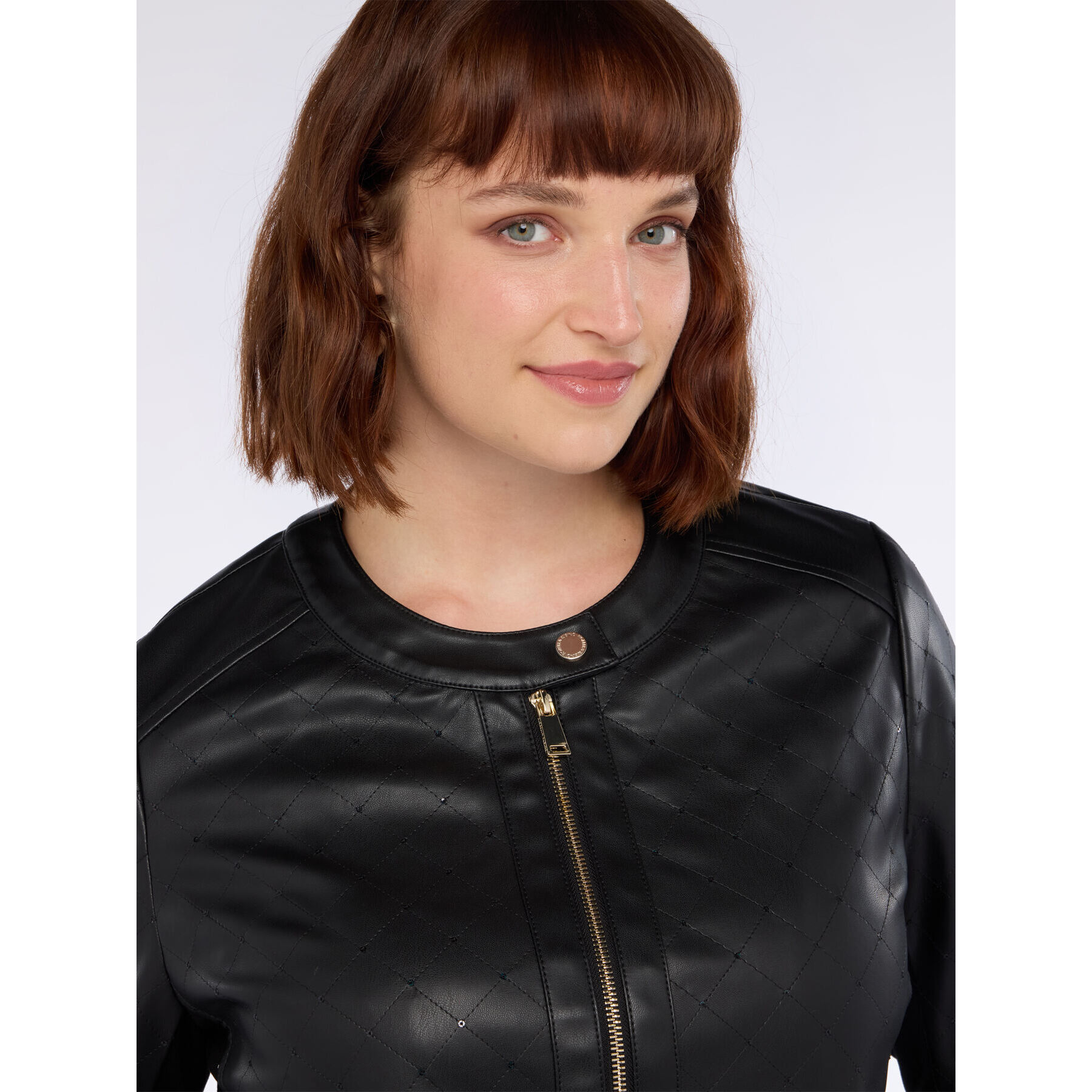 Fiorella Rubino - Giacca biker con punti luce e parti in tessuto stretch - Nero