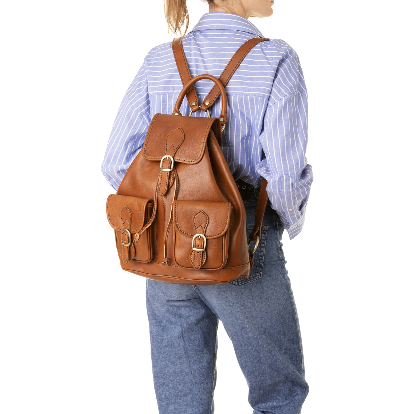 Zaino  unisex In Vera pelle Made in Italy 31x35x13 cm