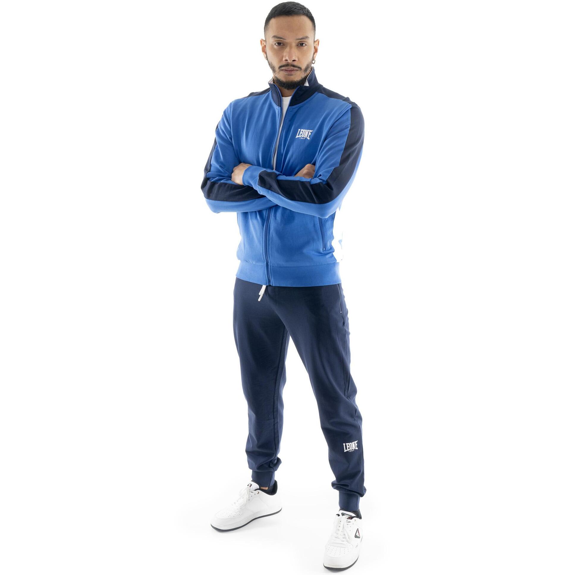 Tuta da uomo in cotone non garzato con colletto e zip Leone Basic