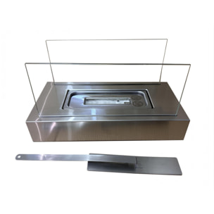 Chimenea de etanol de sobremesa con dos pantallas de cristal templado ALGEIROS INOX PURLINE 750 W