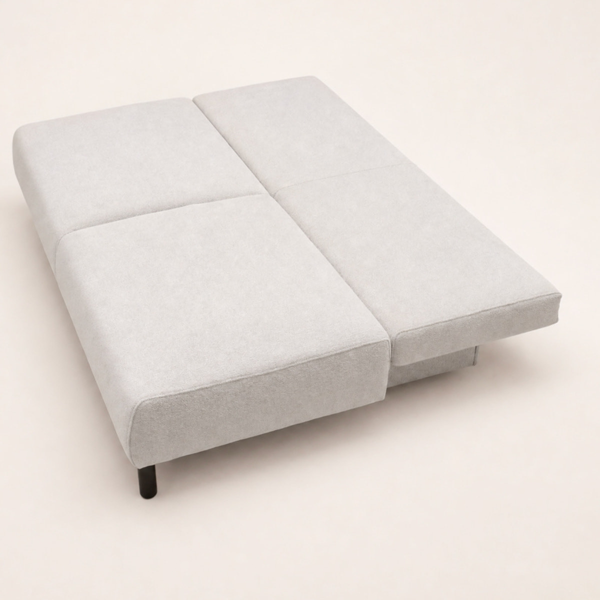 Hortense - Canapé droit 3 places convertible avec coffre en velours texturé - Beige
