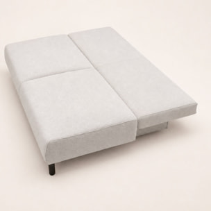 Hortense - Canapé droit 3 places convertible avec coffre en velours texturé - Beige