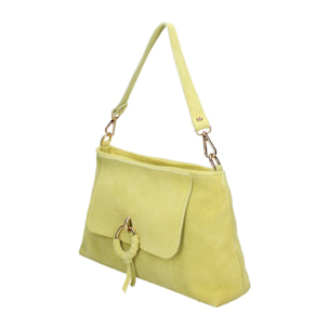 Borsa a mano da donna Made in Italy - Modello Celeste Pro - Pelle scamosciata - 30.0 x 17.0 x 9.0 cm