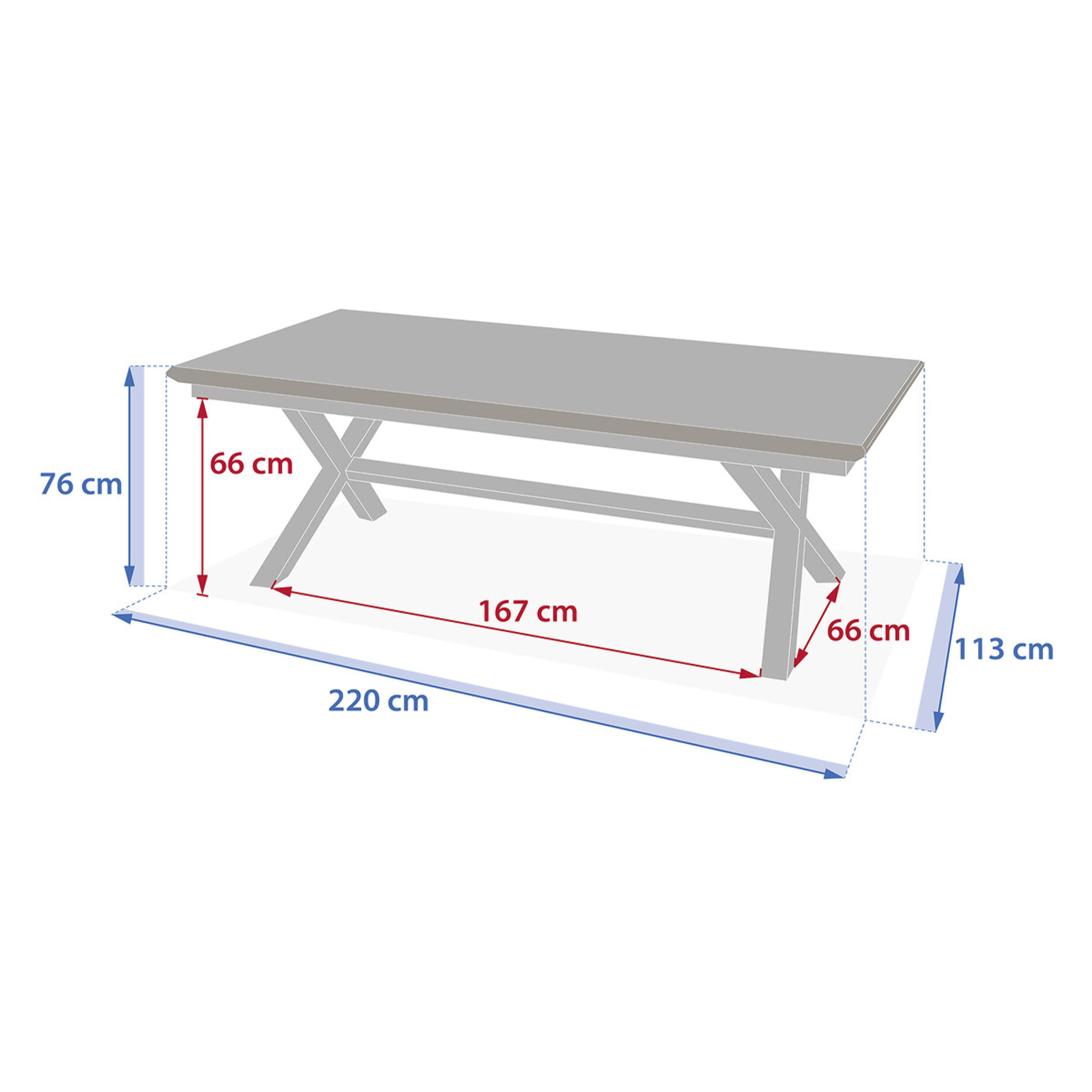 Table de jardin "Axiome" extensible lin & argile 10 places en aluminium