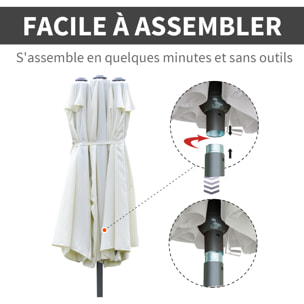 Parasol de jardin XXL dim. 4,6L x 2,7l x 2,4H cm crème