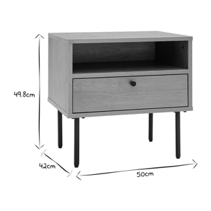 Table de chevet avec rangements finition bois clair chêne et métal noir PERNELLE