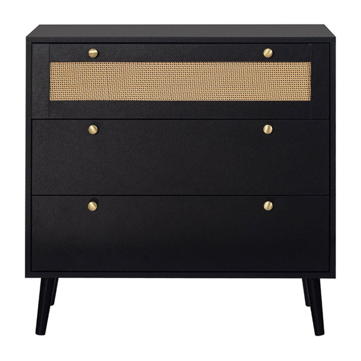 Goto - commode - noir et cannage - 80 cm - Noir