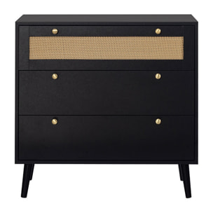 Goto - commode - noir et cannage - 80 cm - Noir