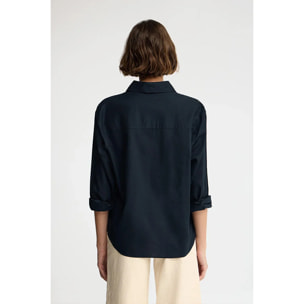 Camicia cotolino blu marino dal fit ampio con ricamo Rigby Go