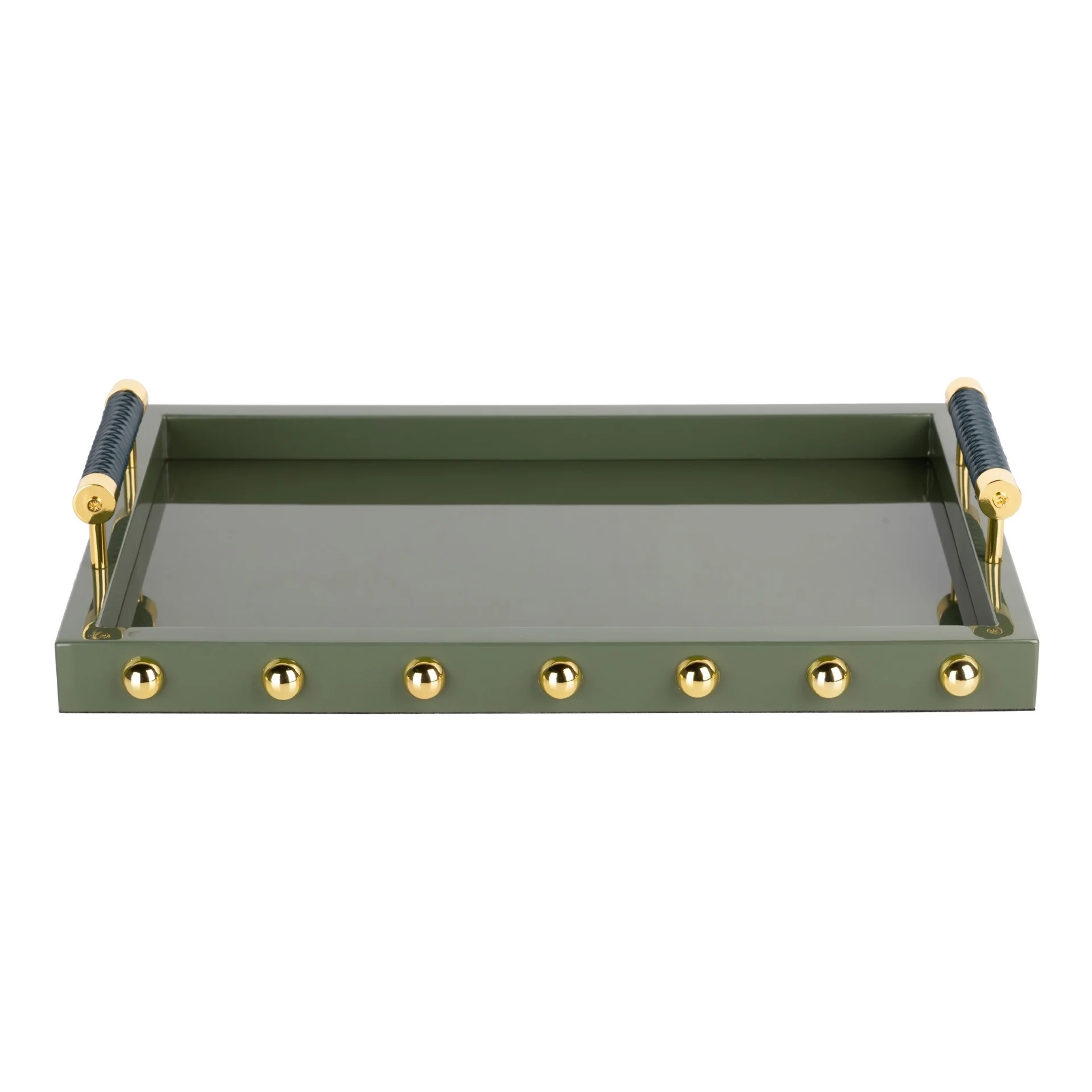 Bandeja Mdf Verde Oscuro Dorado 45x31x9 Cm