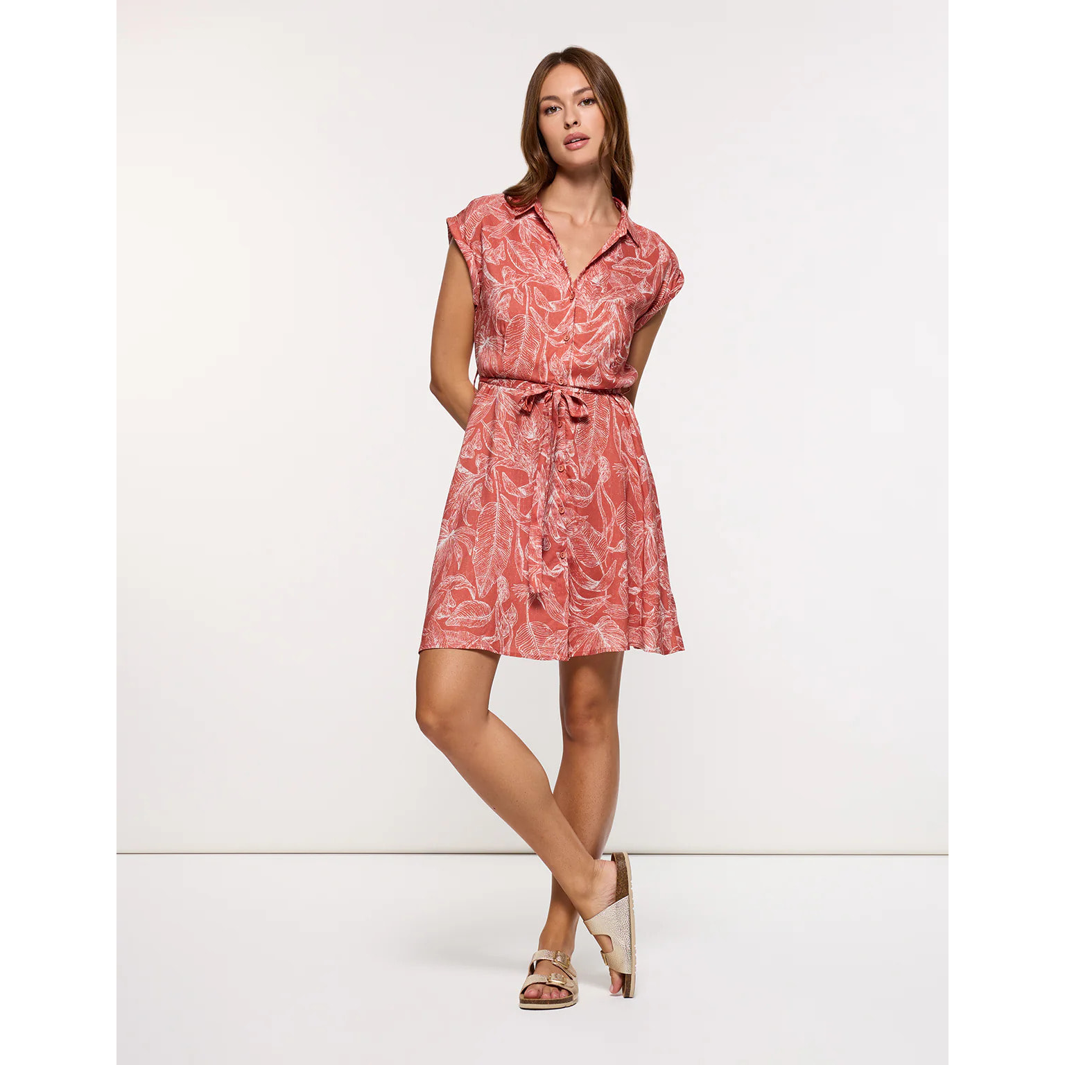 Vestido Manga Corta Naranja - Luminjur