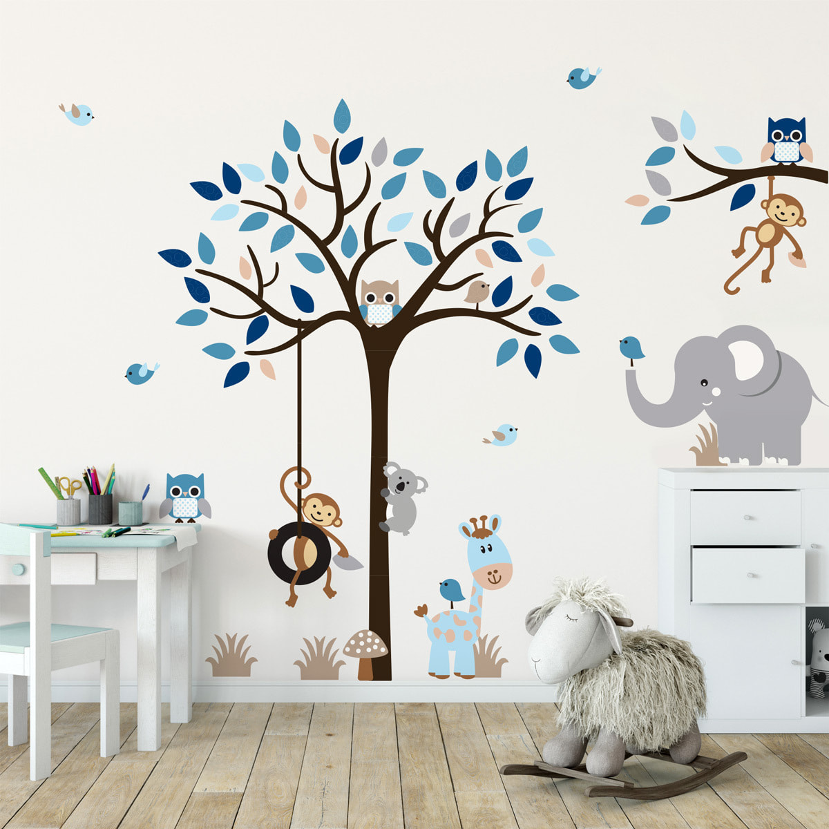 Stickers muraux | Sticker Mural Autocollant - ANIMAUX ATTENDRISSANTS DANS LA JUNGLE - Stickers adhésifs