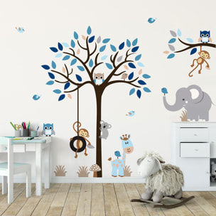 Stickers muraux | Sticker Mural Autocollant - ANIMAUX ATTENDRISSANTS DANS LA JUNGLE - Stickers adhésifs