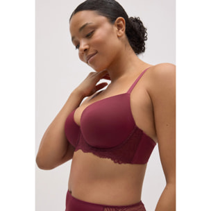Reggiseno imbottito con ferretto in pizzo granato, coppe B e C