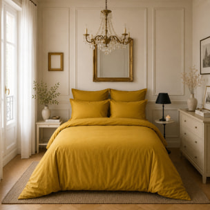 Housse de couette 100% satin de coton lavé 105 fils bronze