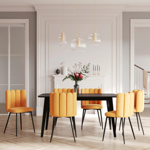 Lot de 2 chaises en velours jaune et pieds en métal - Rosy